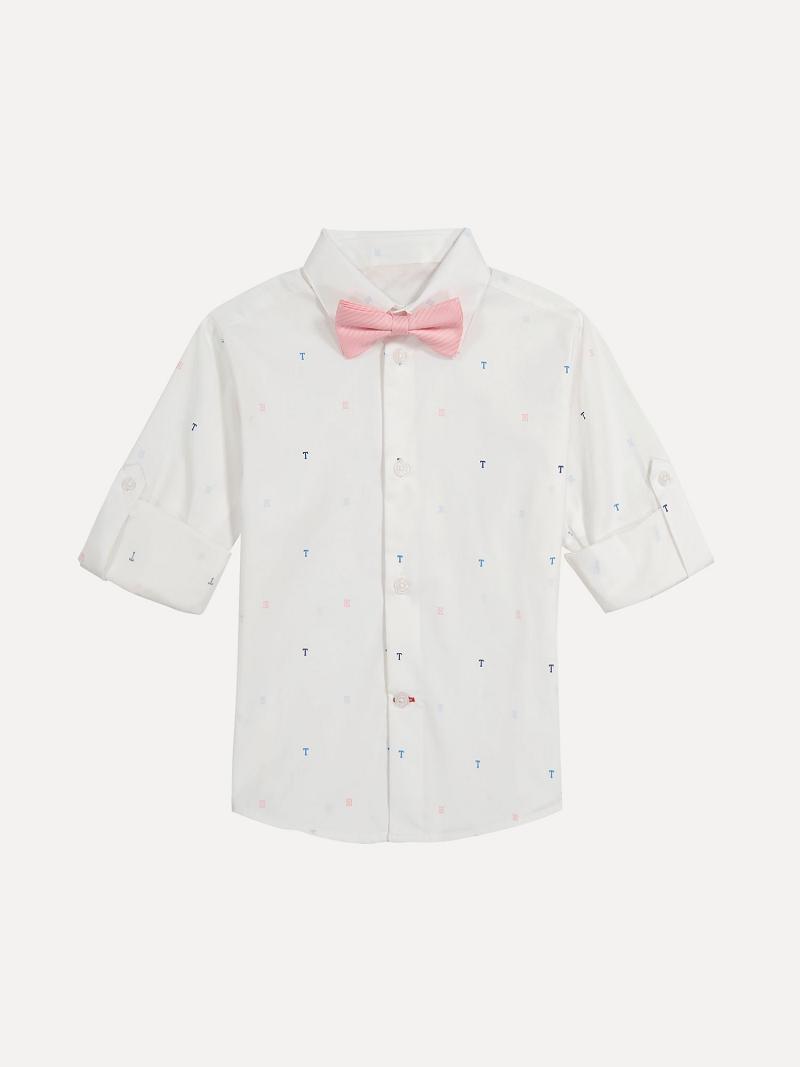 Fiú Tommy Hilfiger Little TH Shirt, and Bow Tie Set Nadrág Fehér | HU 2306PJJ